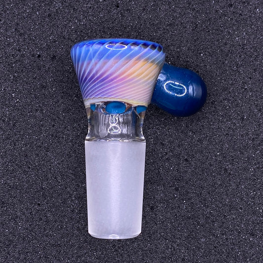 Brian Sheridan - 18mm 3-Hole Glass Bowl Slide - DBI Amber Purple / Peacock