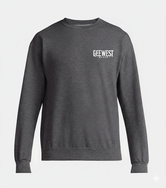 Gee West Glass Adult Colored Fleece Crewneck Sweatshirt – Embroidered Logo