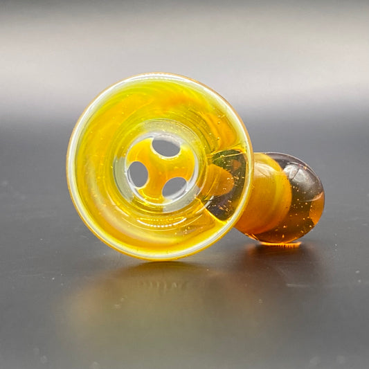 Brian Sheridan - 18mm 3-Hole Glass Bowl Slide - Yellow Elvis