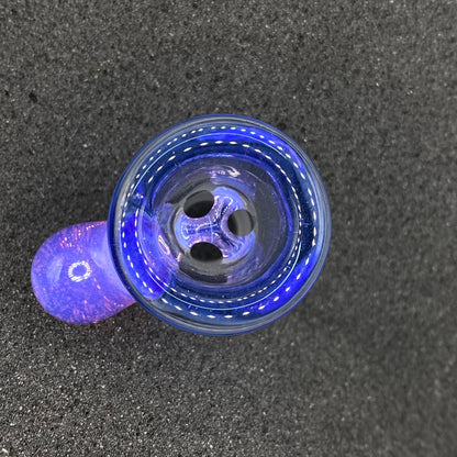 Brian Sheridan - 18mm 3-Hole Glass Bowl Slide - Cobalt / Purple Lilac
