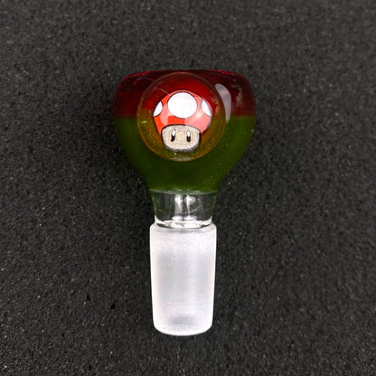 14mm Single Hole Bowl Slide by Keys Glass – Super Mario Super Mushroom 1-Up