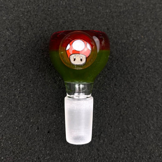 14mm Single Hole Bowl Slide by Keys Glass – Super Mario Super Mushroom 1-Up