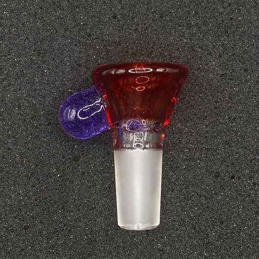 Brian Sheridan - 14mm 3-Hole Glass Bowl Slide -  Pomegranate / Purple Lollipop