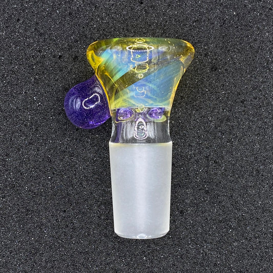 Brian Sheridan - 18mm 3-Hole Glass Bowl Slide - NS Yellow / Purple Lollipop