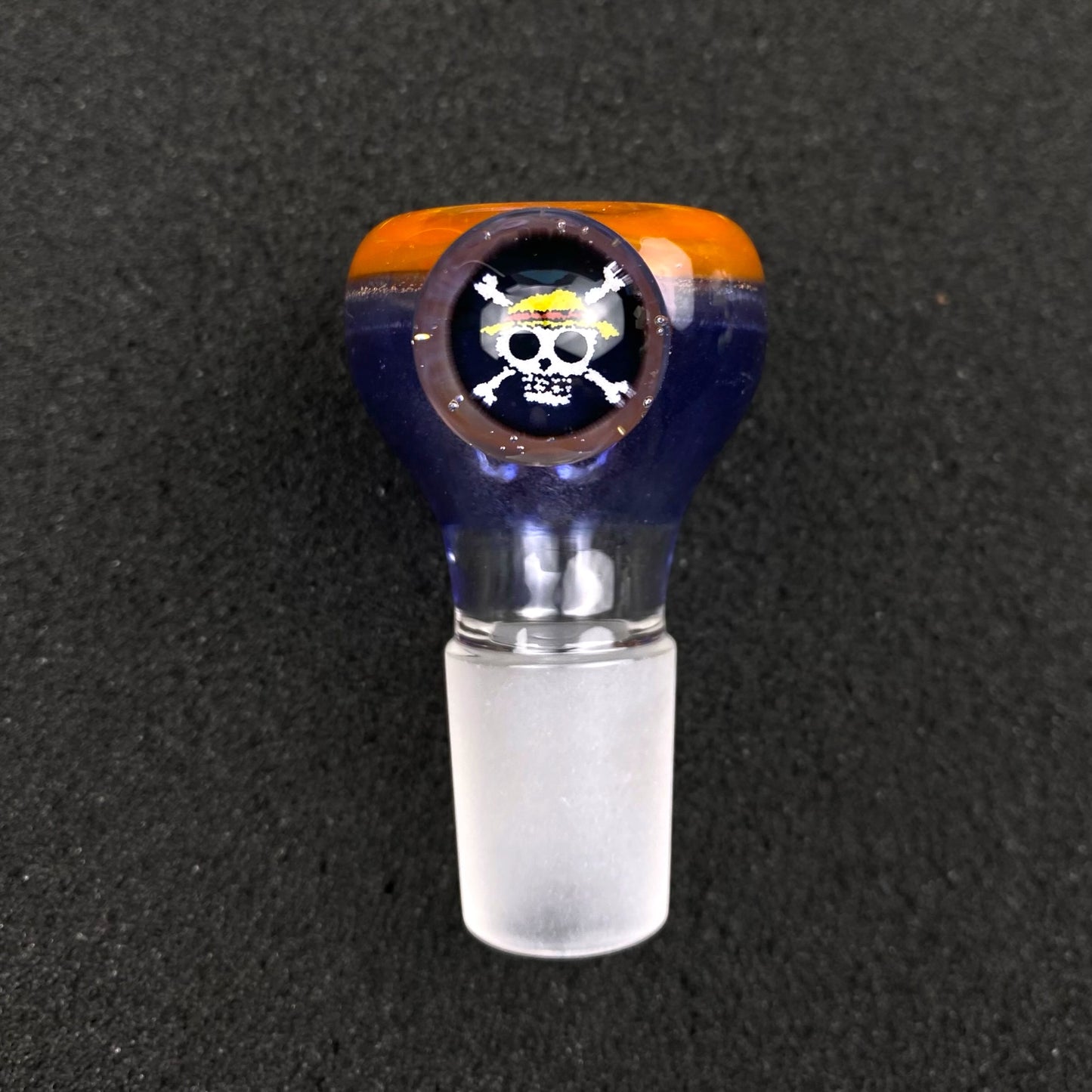 18mm Single Hole Bowl Slide by Keys Glass - One Piece Skull