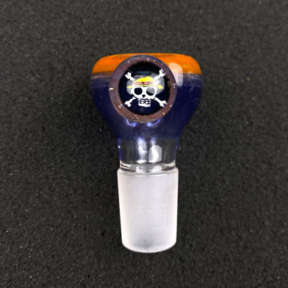18mm Single Hole Bowl Slide by Keys Glass - One Piece Skull