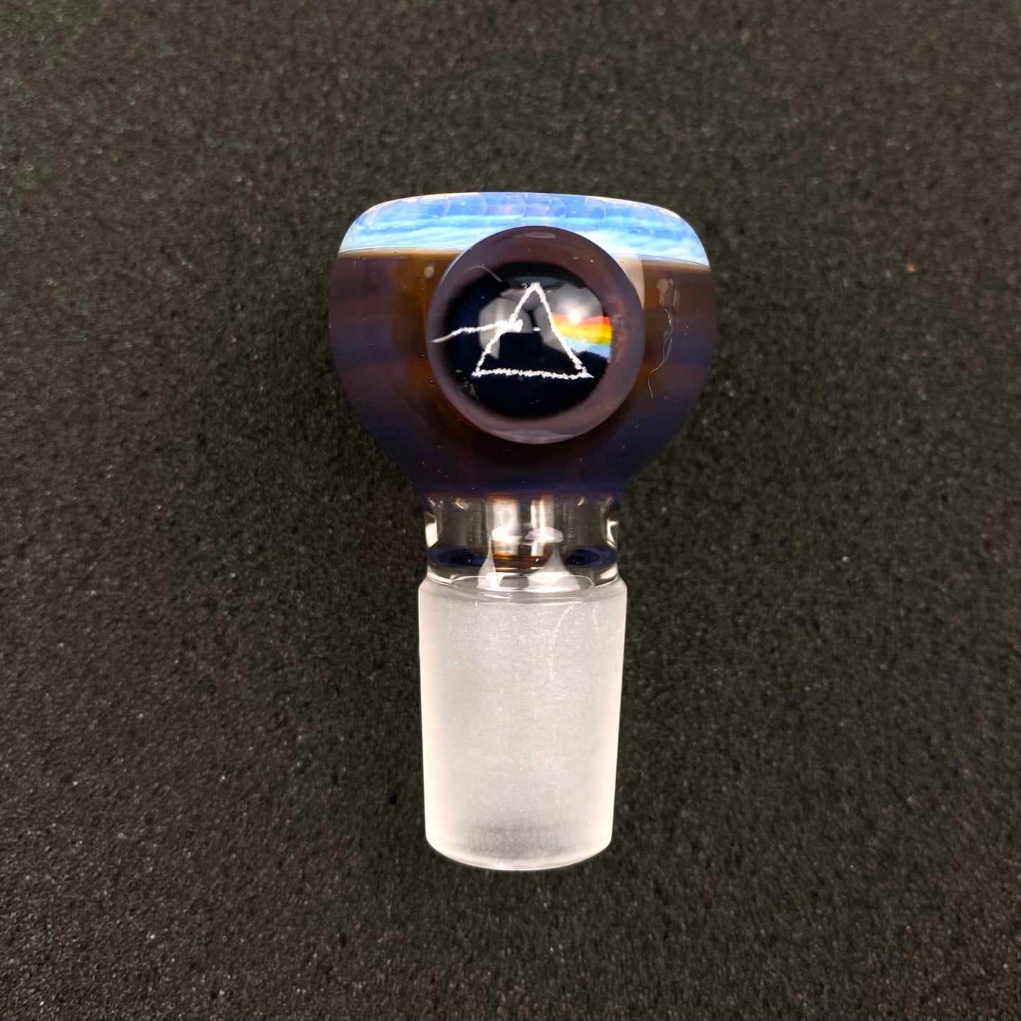 18mm Single Hole Bowl Slide by Keys Glass - Pink Floyd Rainbow Prism