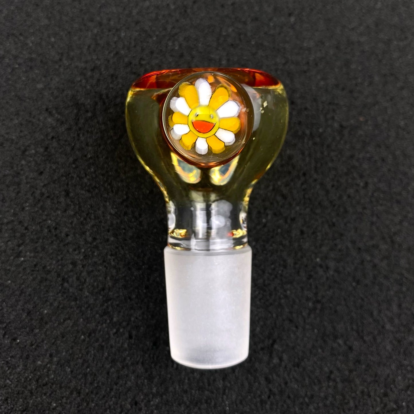 18mm Single Hole Bowl Slide by Keys Glass - Takashi Murakami Flower
