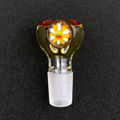 18mm Single Hole Bowl Slide by Keys Glass - Takashi Murakami Flower