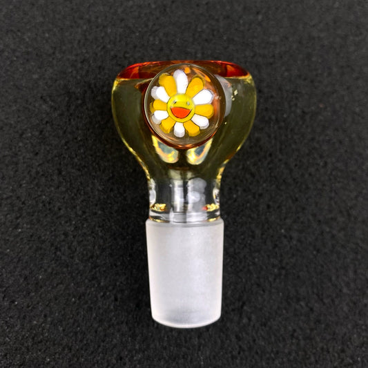 18mm Single Hole Bowl Slide by Keys Glass - Takashi Murakami Flower