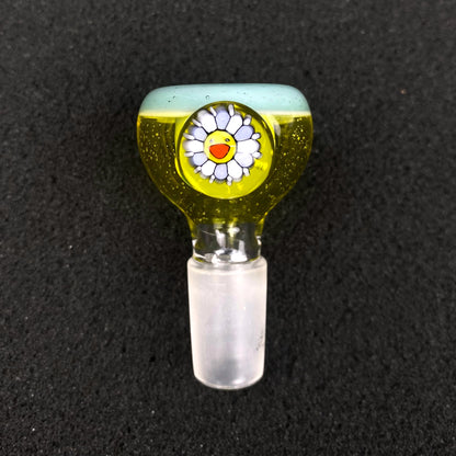 14mm Single Hole Bowl Slide by Keys Glass – Takashi Murakami Flower