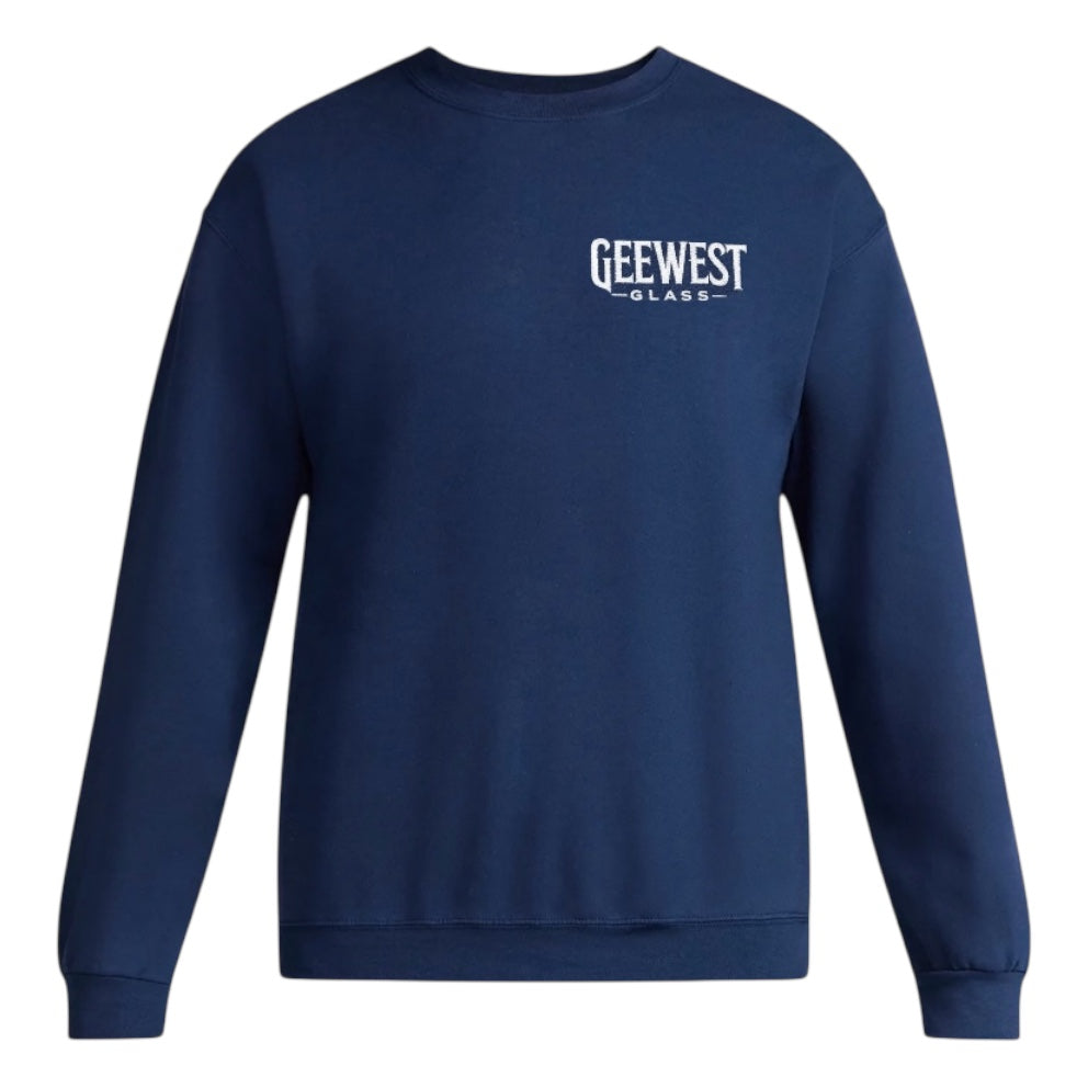 Gee West Glass Adult Colored Fleece Crewneck Sweatshirt – Embroidered Logo
