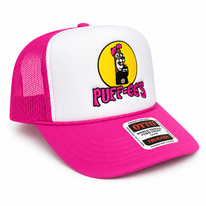 Custom Embroidered Puff-ee’s Puffcon 2025 Friends & Family Snapback Trucker Hat – Pink