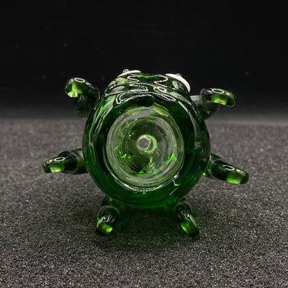 420 Glass - 14mm Single Hole Green Octopus Glass Bowl Slide