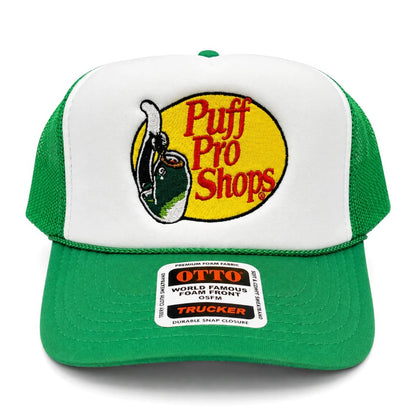 Custom Embroidered Puff Pro Shops Snapback Hat – Green/White