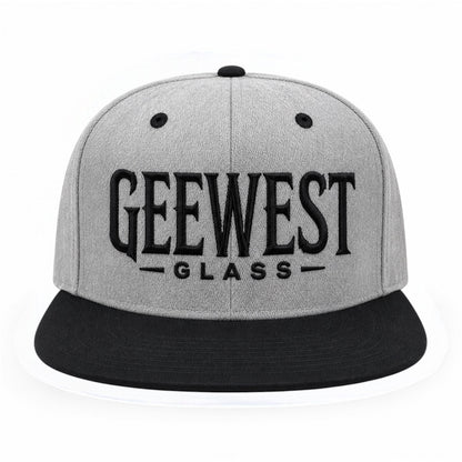 Gee West Glass Snapback Hat – Gray Crown / Black Brim – Embroidered Logo