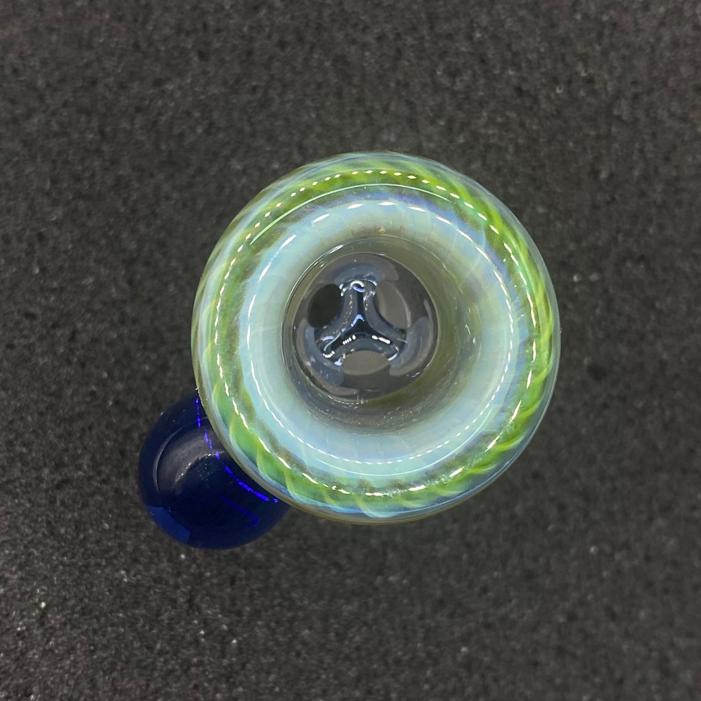 Brian Sheridan - 14mm 3-Hole Glass Bowl Slide - Silver Seaweed / Cobalt