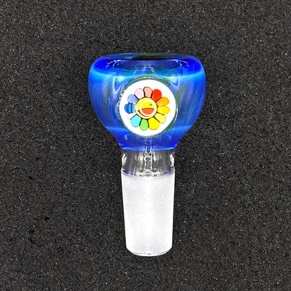 Keys Glass - 14mm Single Hole Glass Bowl Slide - Takashi Murakami Flower