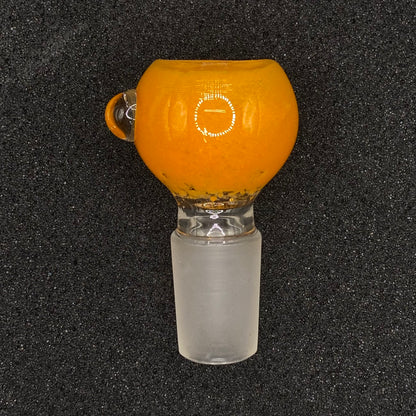 420 Glass - 18mm Single Hole Orange Round Glass Bowl Slide