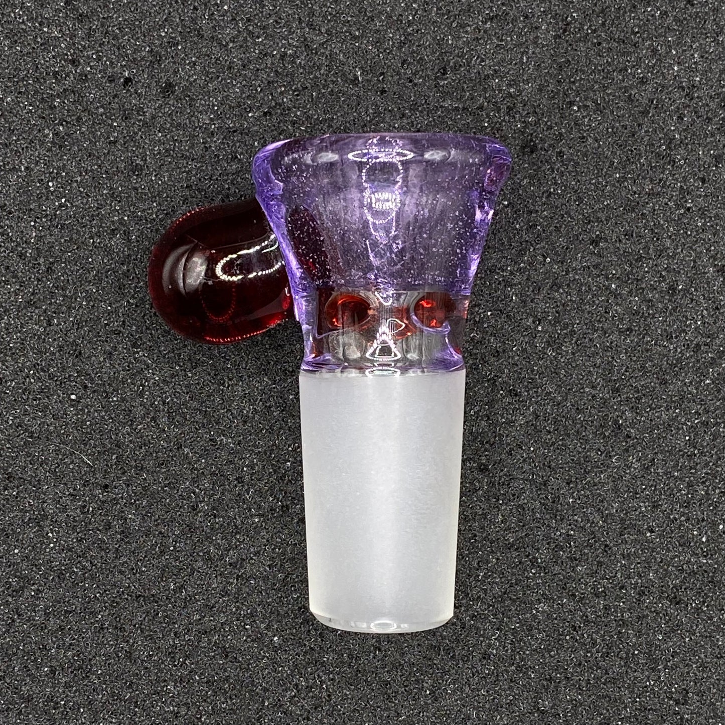 Brian Sheridan - 18mm 3-Hole Glass Bowl Slide - Purple Lollipop / Pomegranate