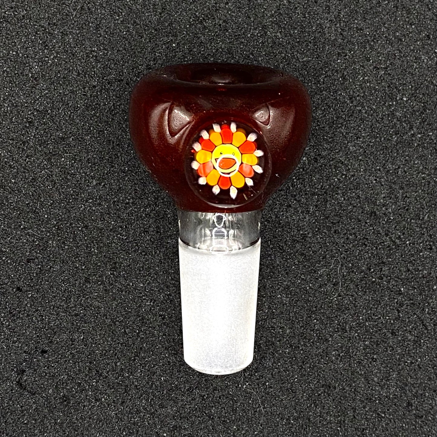 Keys Glass - 14mm Single Hole Glass Bowl Slide - Takashi Murakami Flower