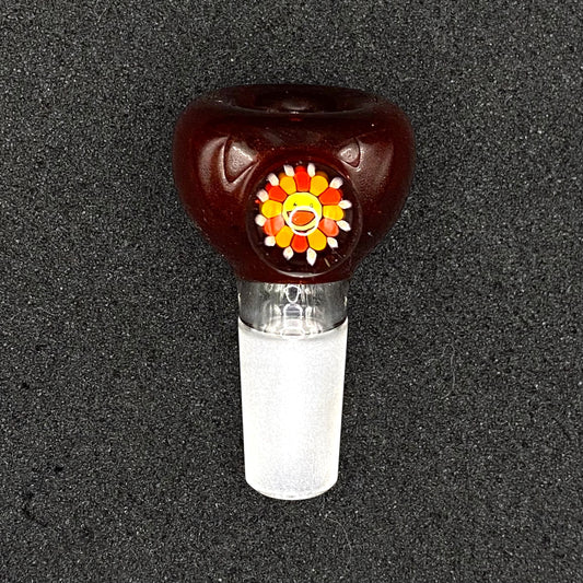 Keys Glass - 14mm Single Hole Glass Bowl Slide - Takashi Murakami Flower