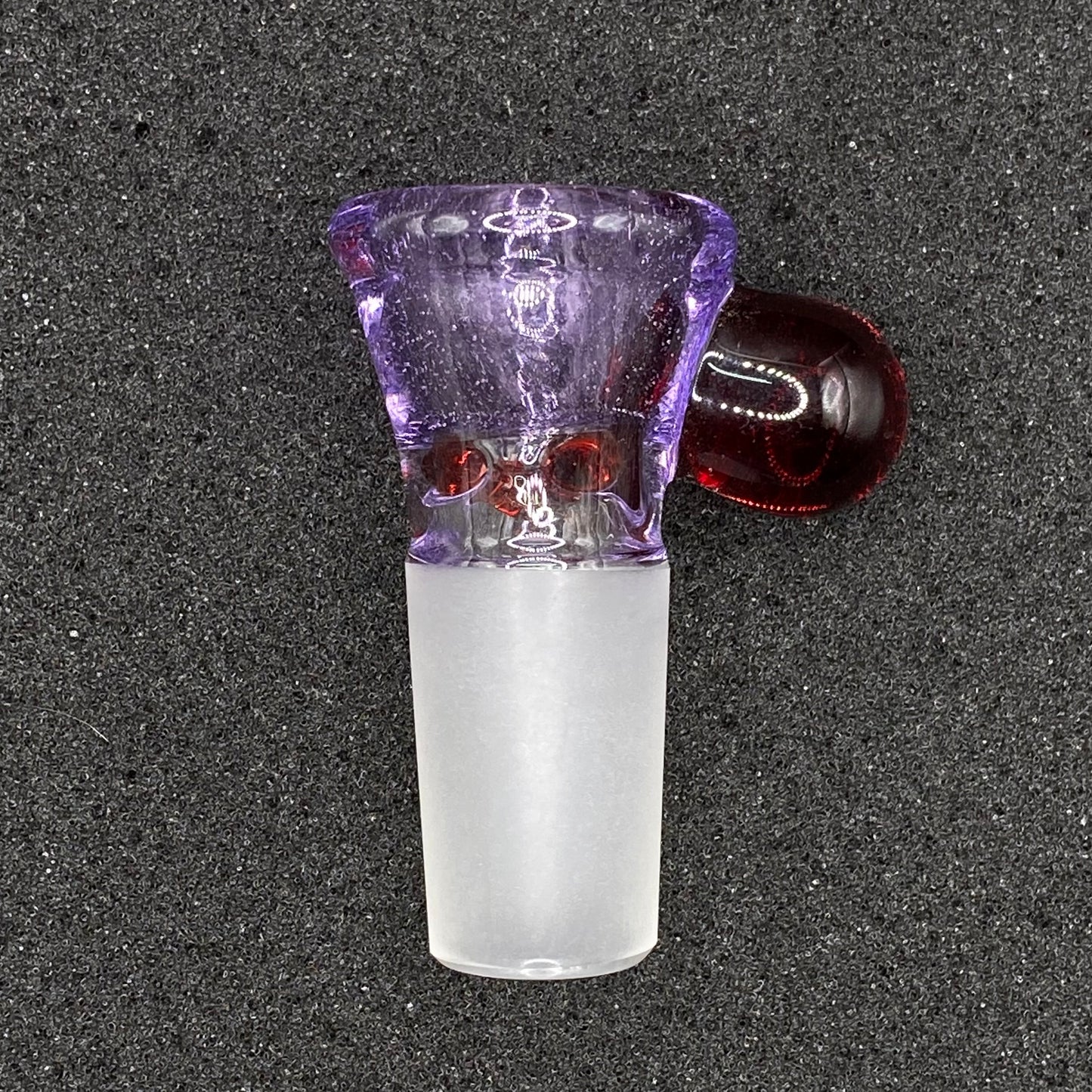 Brian Sheridan - 18mm 3-Hole Glass Bowl Slide - Purple Lollipop / Pomegranate