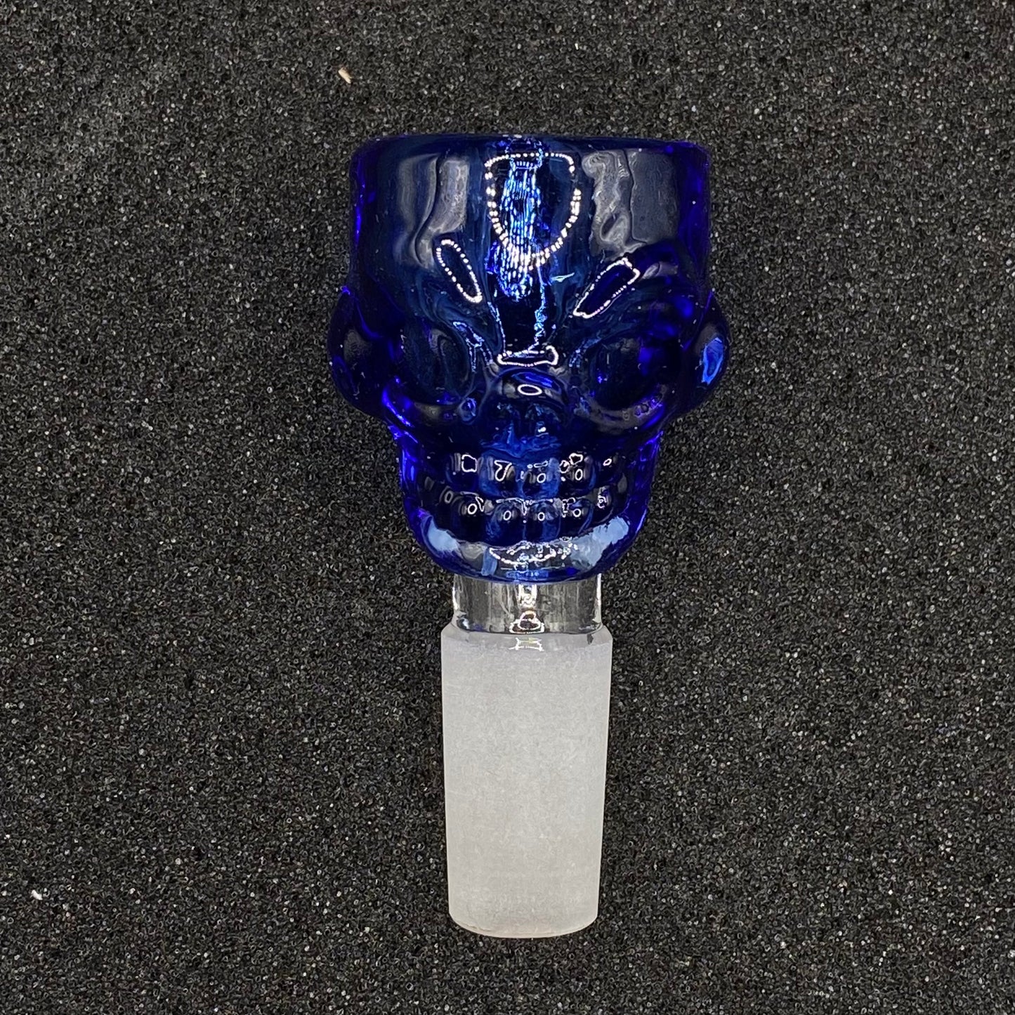 420 Glass - 14mm Single Hole Blue Skull Glass Bowl Slide