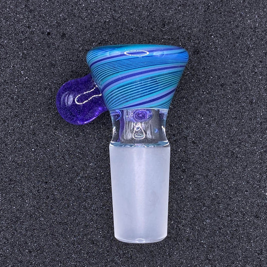 Brian Sheridan - 18mm 3-Hole Glass Bowl Slide - Dragons Eye Swirl / Purple Lollipop