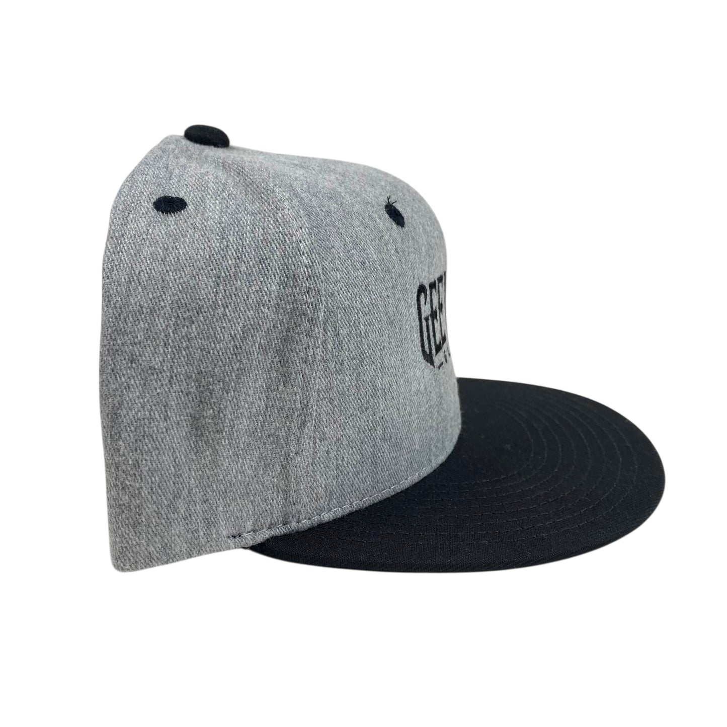 Gee West Glass Snapback Hat – Gray Crown / Black Brim – Embroidered Logo