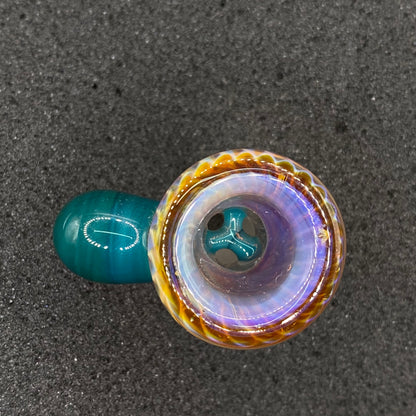Brian Sheridan - 14mm 3-Hole Glass Bowl Slide - Amber Purple / Agua Azul