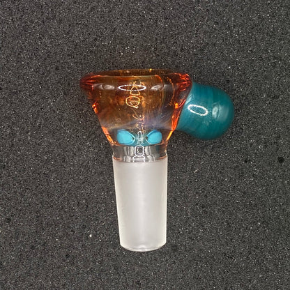 Brian Sheridan - 14mm 3-Hole Glass Bowl Slide - Orange Elvis / Agua Azul