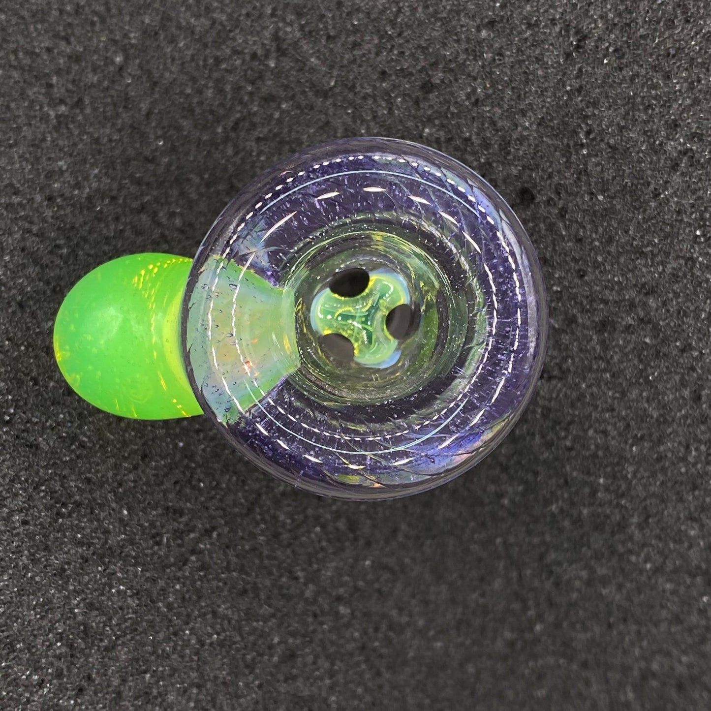Brian Sheridan - 14mm 3-Hole Glass Bowl Slide - Purple Lollipop / Slyme