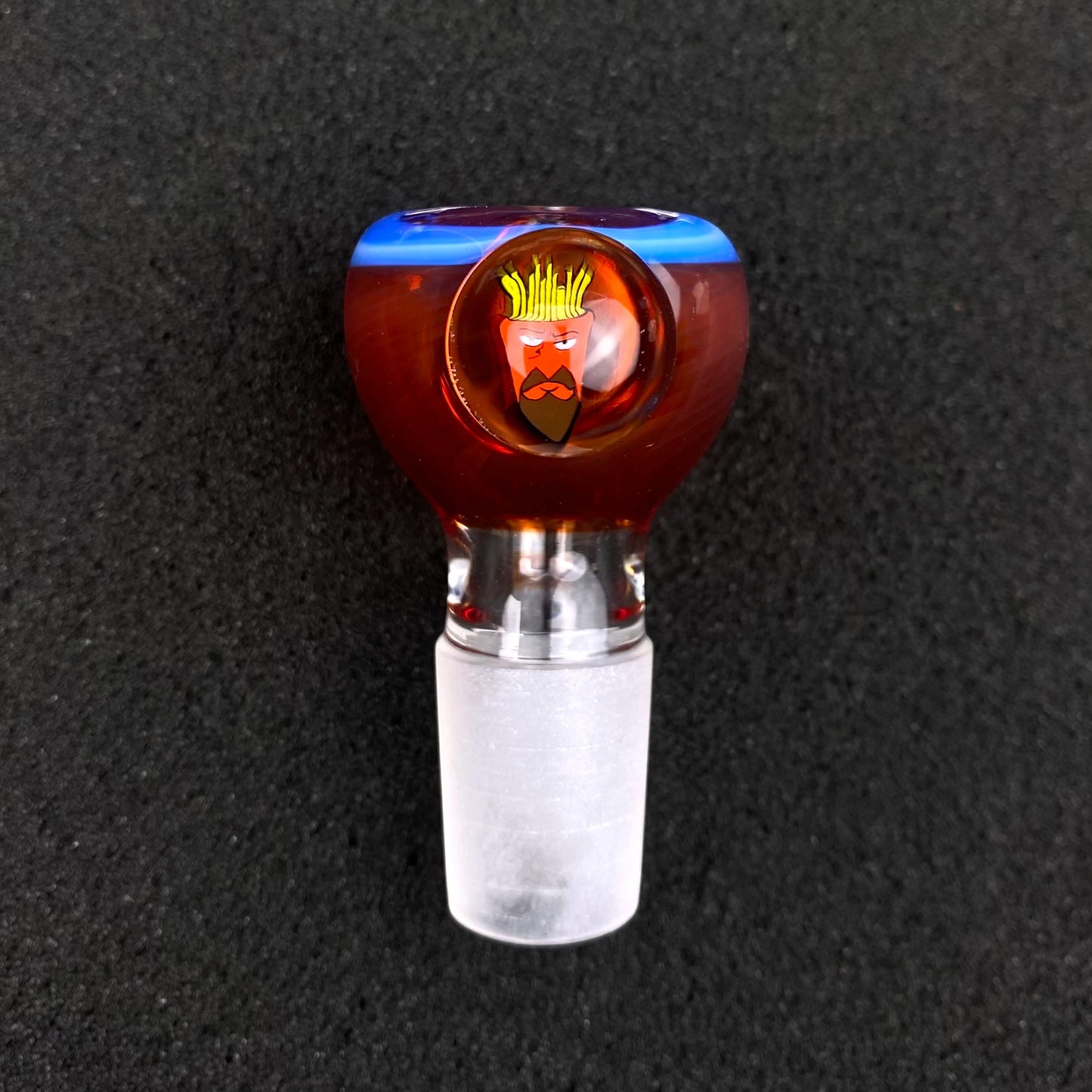 18mm Single Hole Bowl Slide by Keys Glass - Aqua Teen Hunger Force Frylock