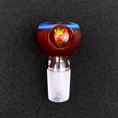18mm Single Hole Bowl Slide by Keys Glass - Aqua Teen Hunger Force Frylock
