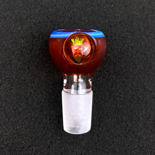 18mm Single Hole Bowl Slide by Keys Glass - Aqua Teen Hunger Force Frylock