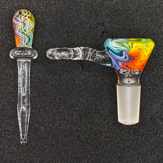 18mm WigWag Glass Bowl Slide With Poker – CW Glass Art