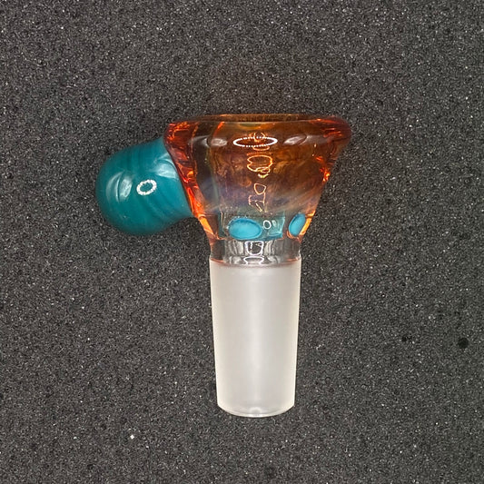 Brian Sheridan - 14mm 3-Hole Glass Bowl Slide - Orange Elvis / Agua Azul
