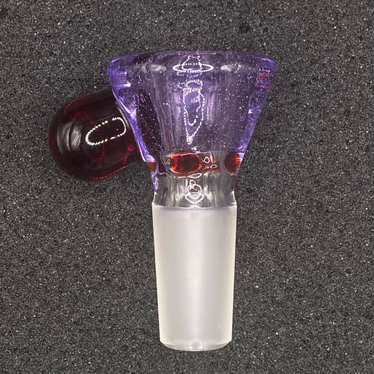 Brian Sheridan - 14mm 3-Hole Glass Bowl Slide - Purple Lollipop / Pomegranate