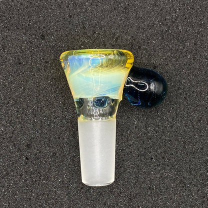 Brian Sheridan - 14mm 3-Hole Glass Bowl Slide - NS Yellow / Blue Stardust