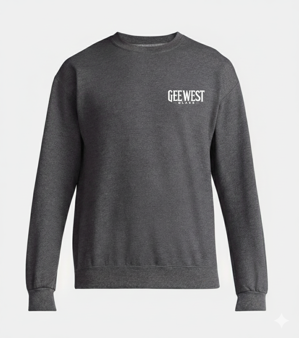 Gee West Glass Adult Colored Fleece Crewneck Sweatshirt – Embroidered Logo