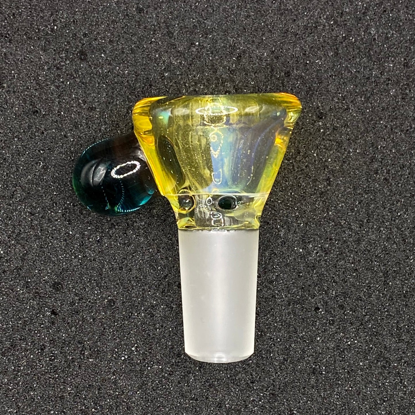 Brian Sheridan - 14mm 3-Hole Glass Bowl Slide - NS Yellow / Glacier Blue