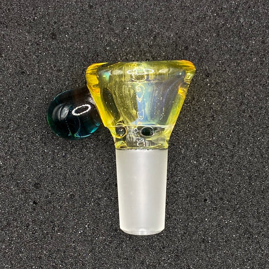Brian Sheridan - 14mm 3-Hole Glass Bowl Slide - NS Yellow / Glacier Blue