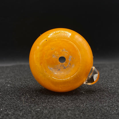 420 Glass - 18mm Single Hole Orange Round Glass Bowl Slide