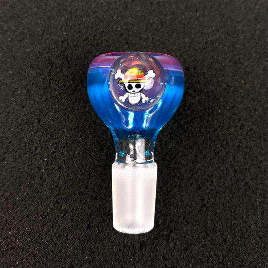 14mm Single Hole Bowl Slide by Keys Glass – One Piece Skull