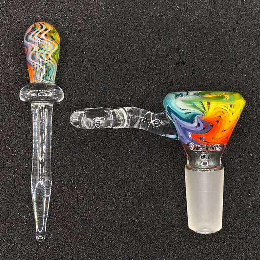 18mm WigWag Glass Bowl Slide With Poker – CW Glass Art