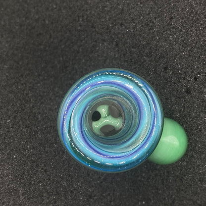 Brian Sheridan - 14mm 3-Hole Glass Bowl Slide - Dragons Eye  Swirl / Agua Azul