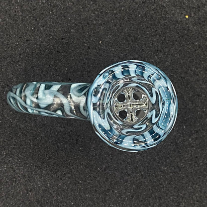 18mm Scribble Tech Glass Bowl Slide – 4 Hole by CW Glass Art