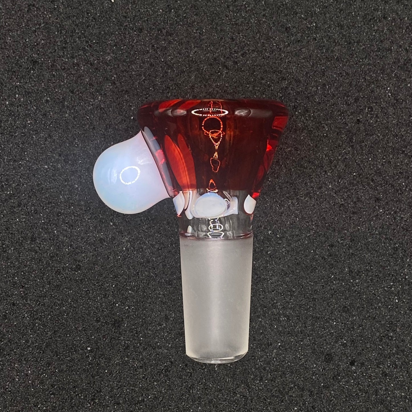 Brian Sheridan - 14mm 3-Hole Glass Bowl Slide - Pomegranate / Secret White