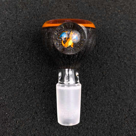 14mm Single Hole Bowl Slide by Keys Glass – Pokémon Charizard